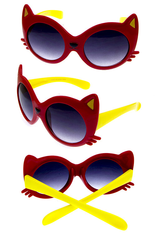 Kids cat animal style fully rimmed plastic sunglasses